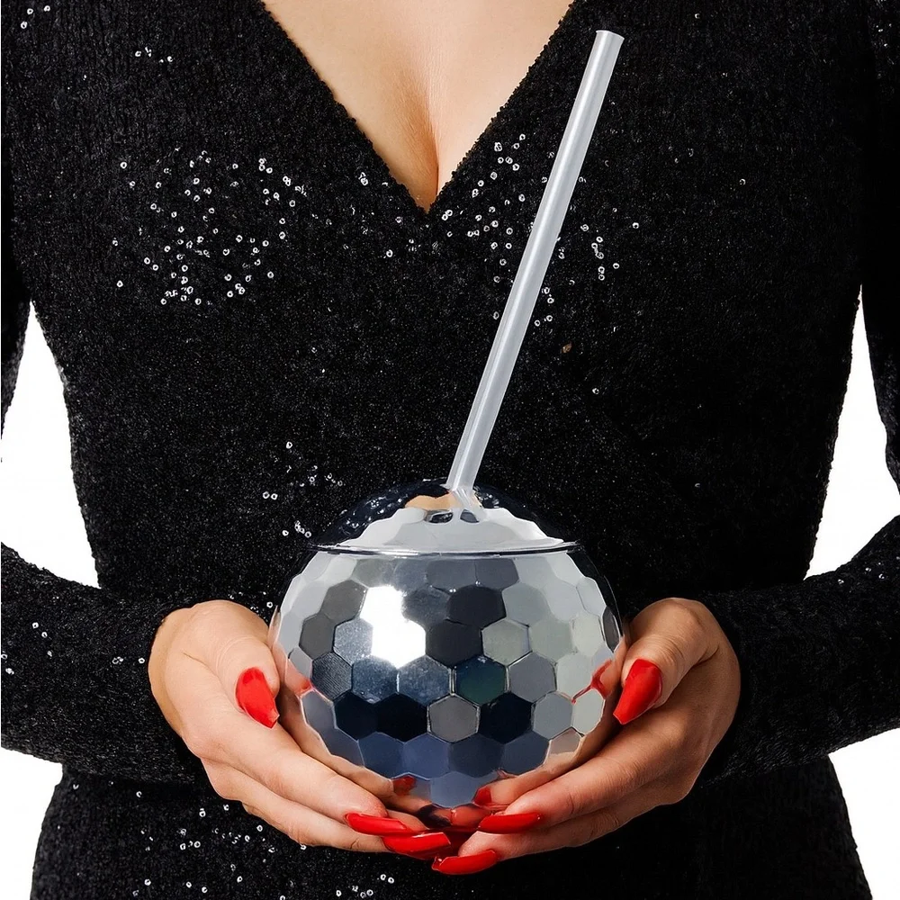Silver Disco Ball Tumbler Cup 19oz NYE Party Drinkware